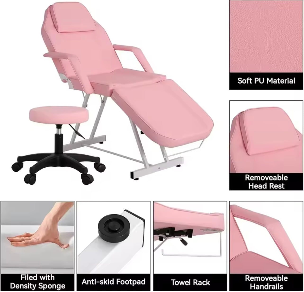 Professional Multifunctional Beauty & Massage Table With Adjustable Chair for Salon, Spa & Tattoo Studios